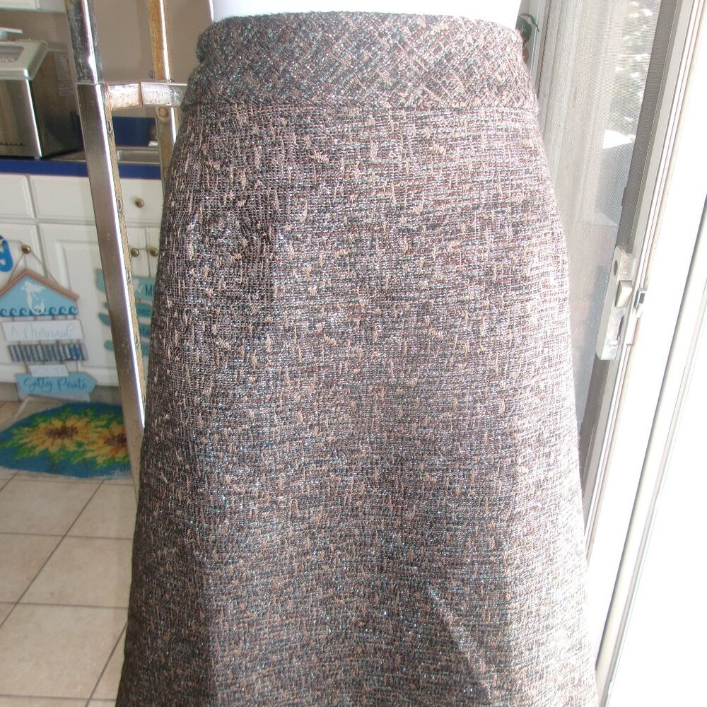 COLDWATER CREEK BROWN&SILVER METALIC SKIRT 18W